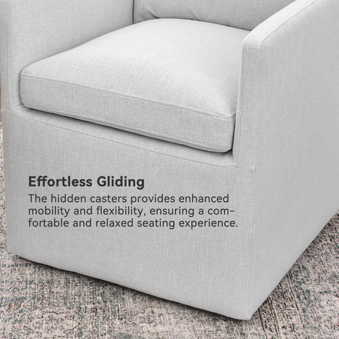 Sean Performance Dining Chair with Casters - Covered Dining Chair | Dining Chairs with Arms | Kinwell Furniture | Performance Fabric Chairs